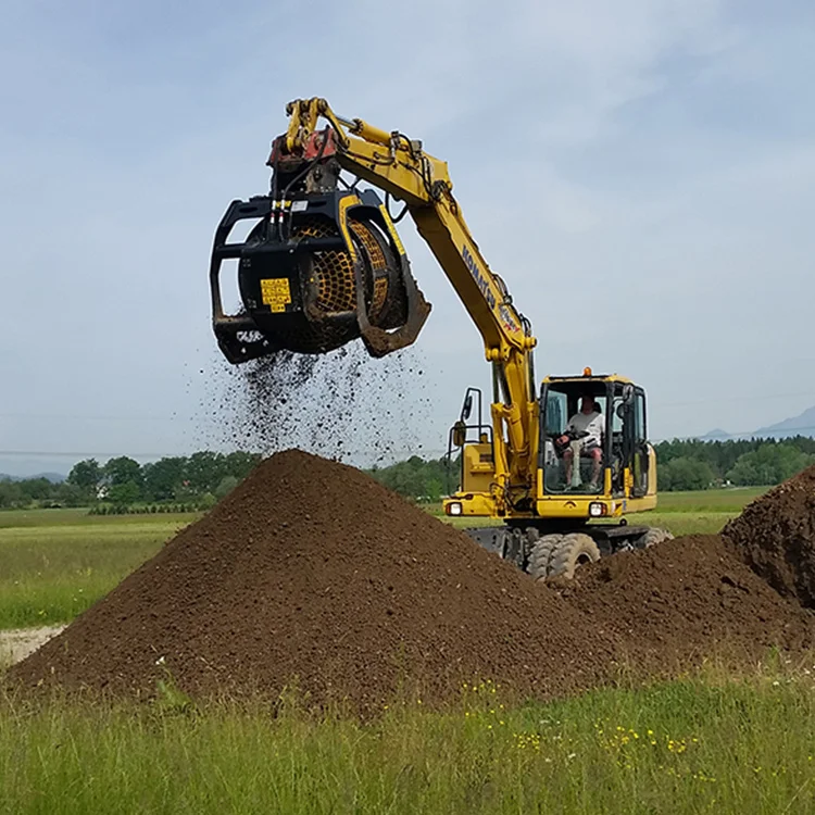 screening bucket for backhoe minimum sieved size of can be achieved is 20 mm with a maximum of 100 mm