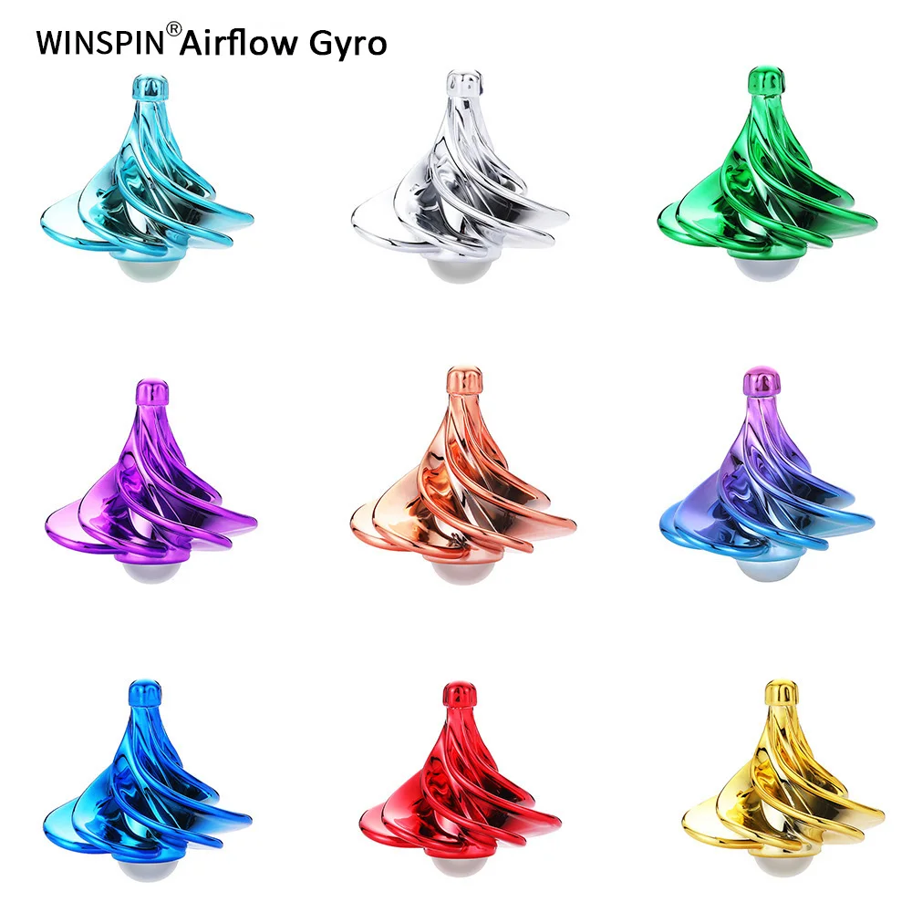 Adult Stress Relief Pneumatic Wind Spinning Top Fidgeting Anxiety Toys Gyroscope Desktop Magnetic Colorful Wind Blow Turn Gyro