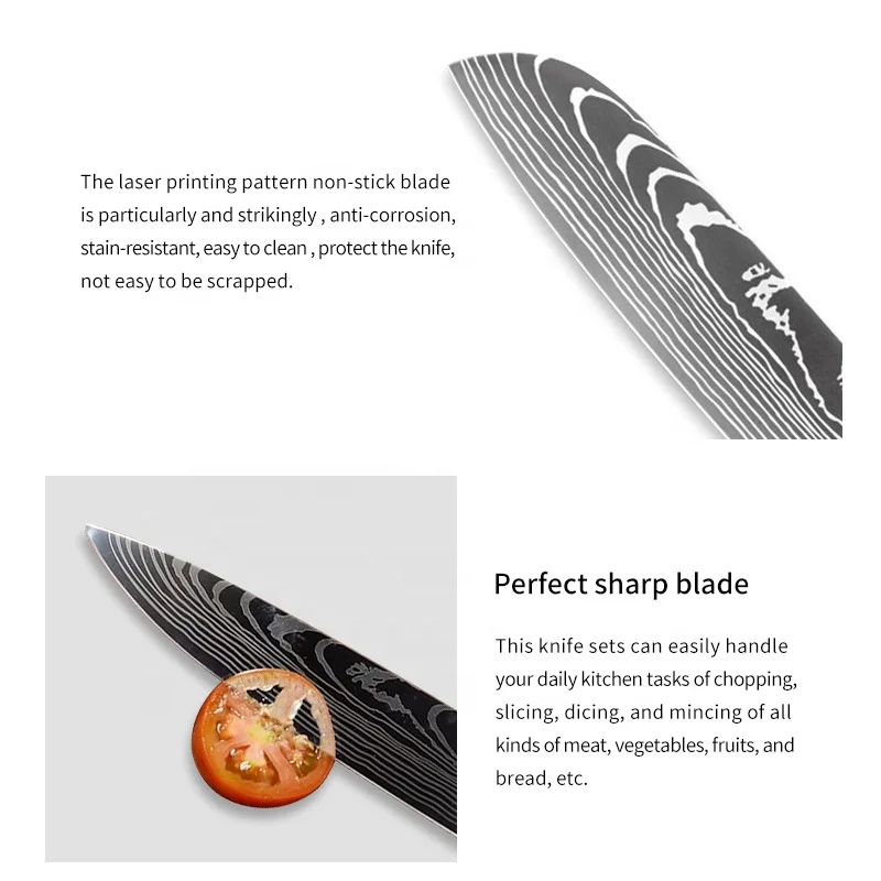 9 PCS handmade knife damascus steel layer pattern kitchen chef knife set