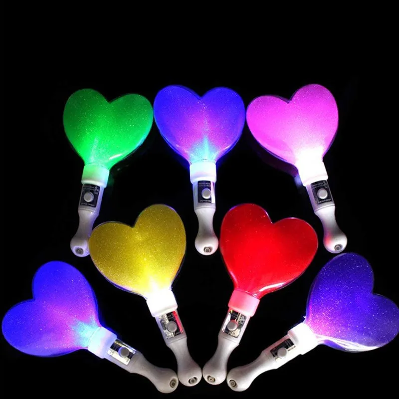 High Selling Heart Shape Party Decoration Colorful Led Shine Glow Flashing Light Stick For Concert Props