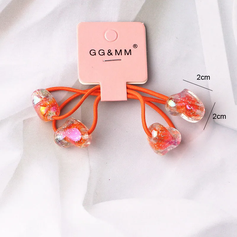 1 pair Colorful Heart Shape Elastic Hair Ties Girls Sweet High Quality Hair Ring No Damage Kids Hair Accessories
