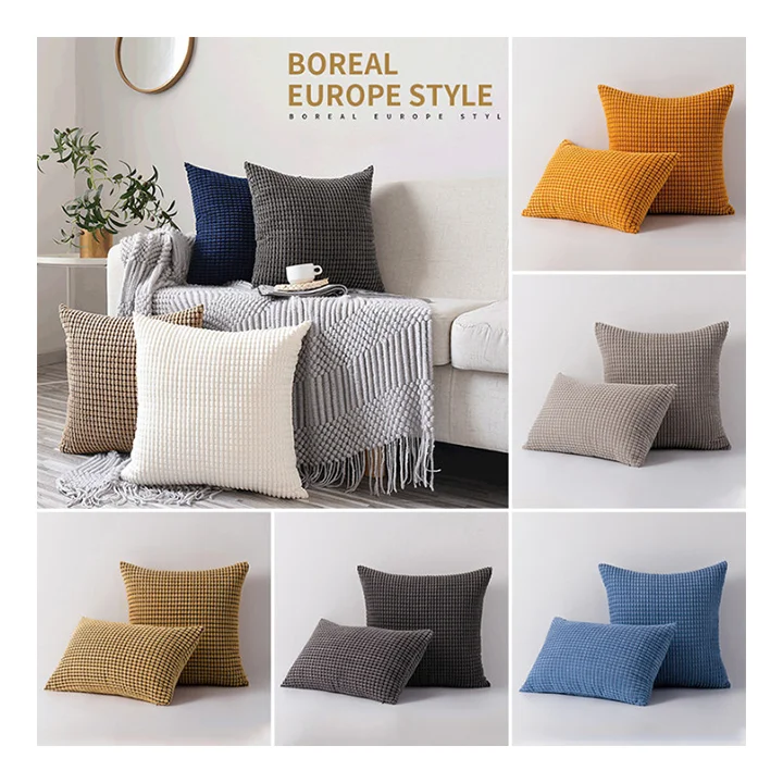 Nordic Luxury Velvet Sofa Solid Color Throw Pillow Case Square Corduroy Plain Cushion Cover for Home Decor Couch