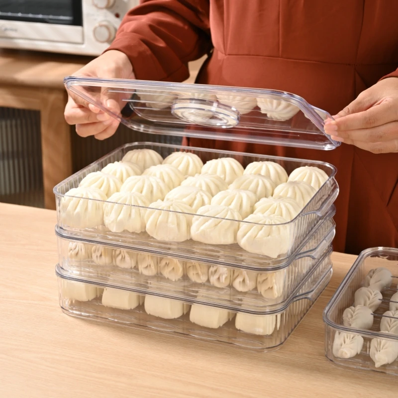 2023 new design food grade PET fridge silicone dumpling crisper box storage box
