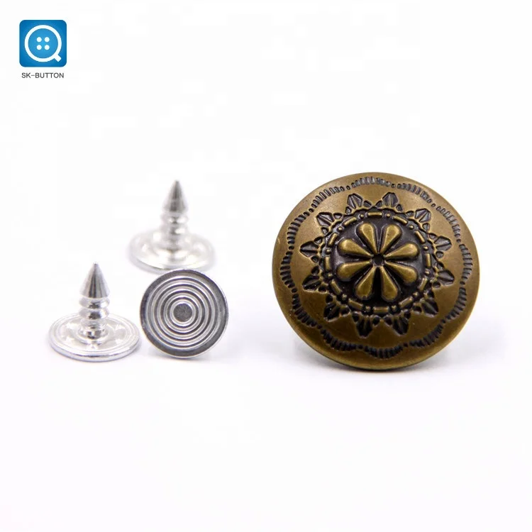 Factory direct sales customized logo copper zinc alloy jean metal jeans buttons men wholesale jeans button