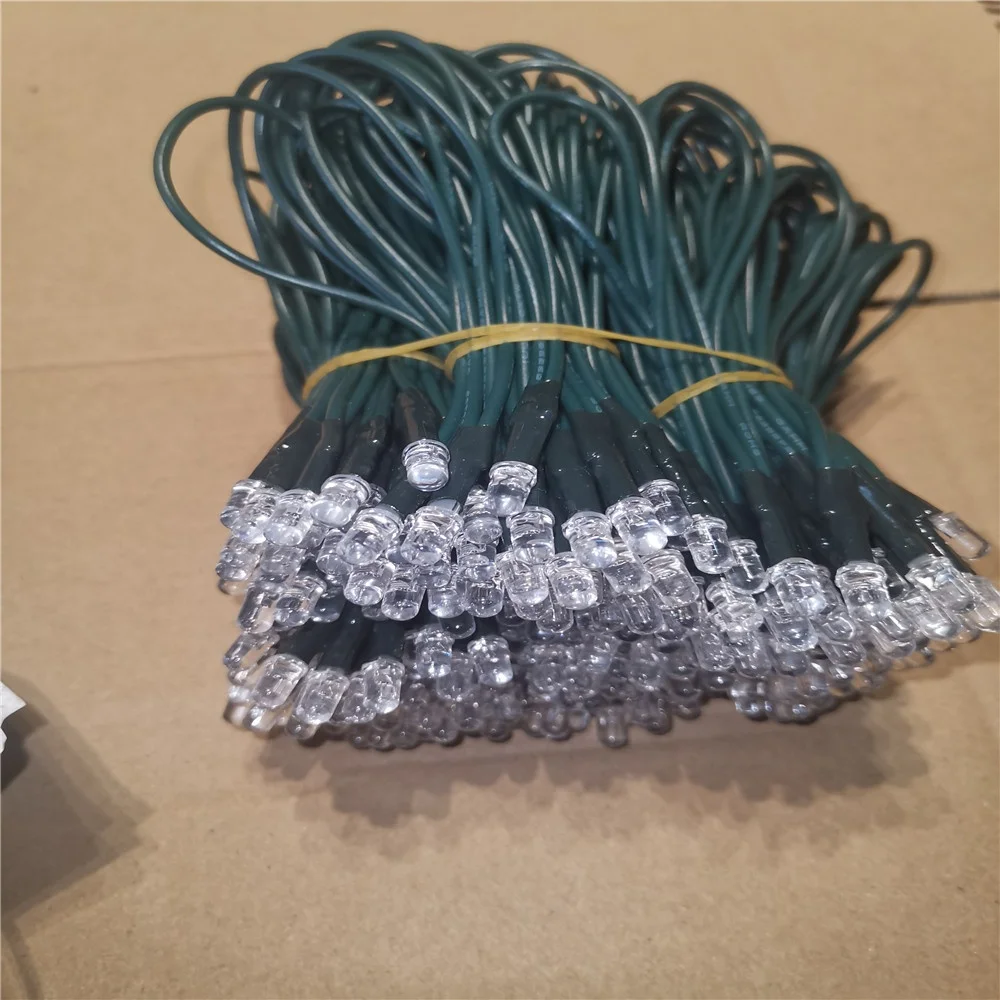 5V 12V 24V 5mm red / white / yellow / green prewired led lamp with 60mm 20cm wires