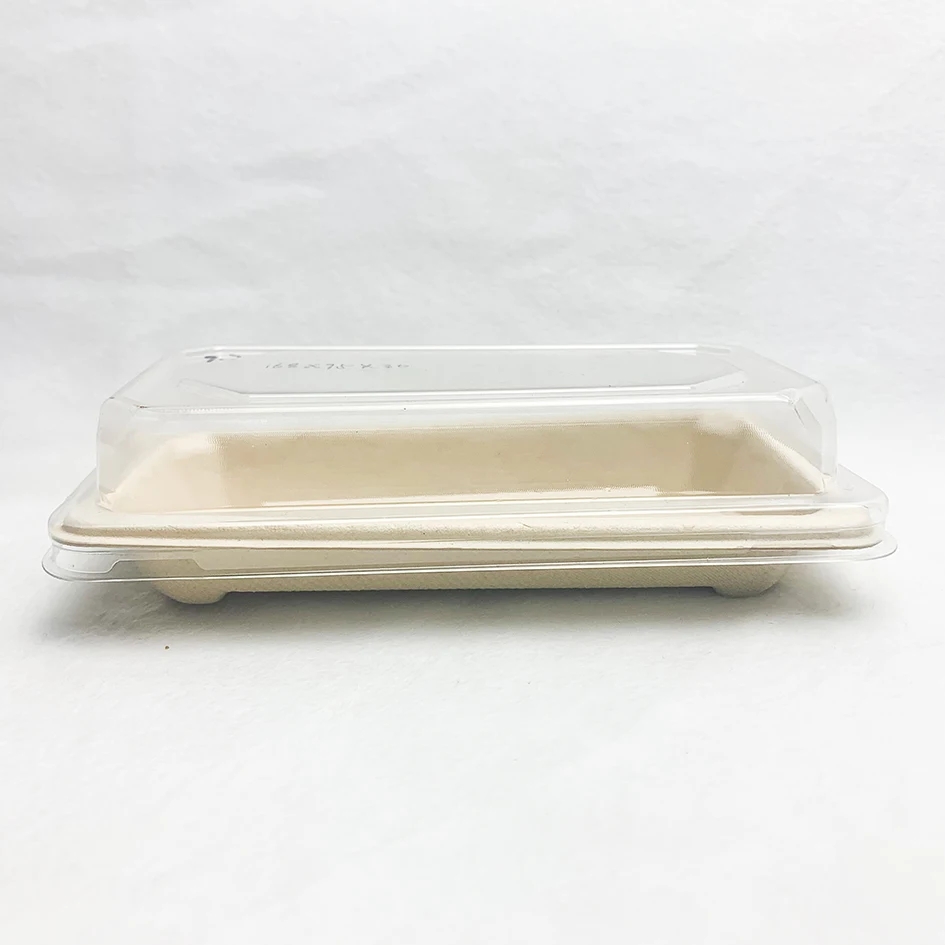 Biodegradable Compostable Disposable sugarcane Sushi Tray Bagasse Japanese Cold Food Dinnerware Tray