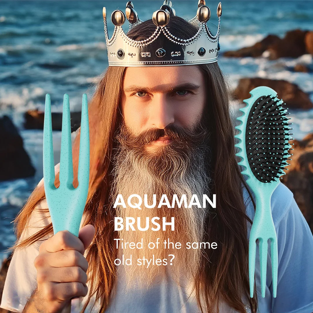 New Design Wheat Straw Aquaman trident Hair Scalp Massager Comb With Low Price