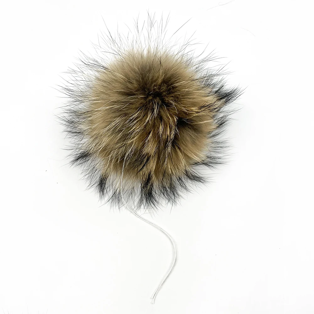 15CM  Wholesale Real Natural Raccoon Fur Pom Poms With Snap Hat Accessories Pink Raccoon Fur Ball Trim