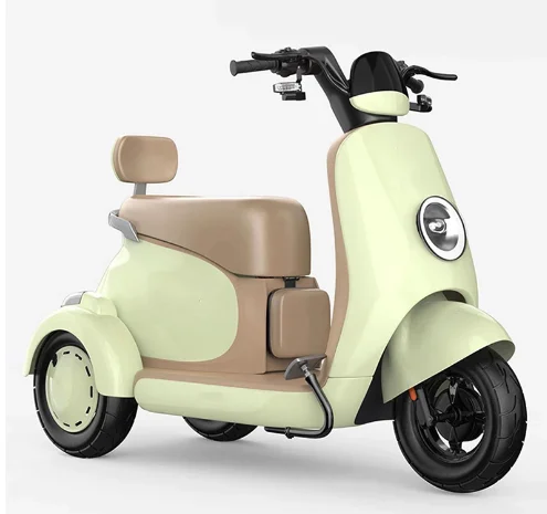 Three Wheel Electric Mini Scooter Tricycle with Roof for Adult Pink Max Black Green Silver Body Motor Acid Power Battery