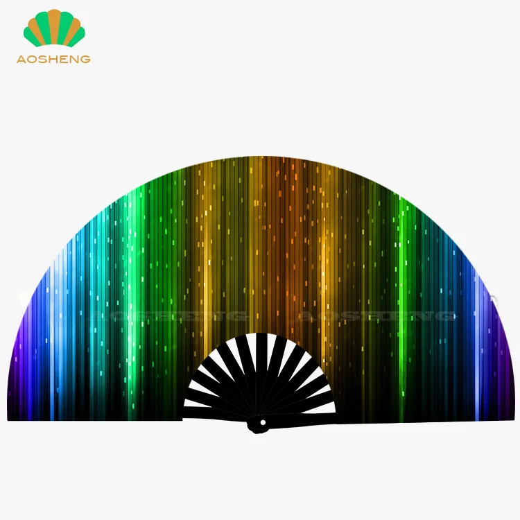 AOSHENG custom fan peacock mix color for party quality hand fans lash hand fan