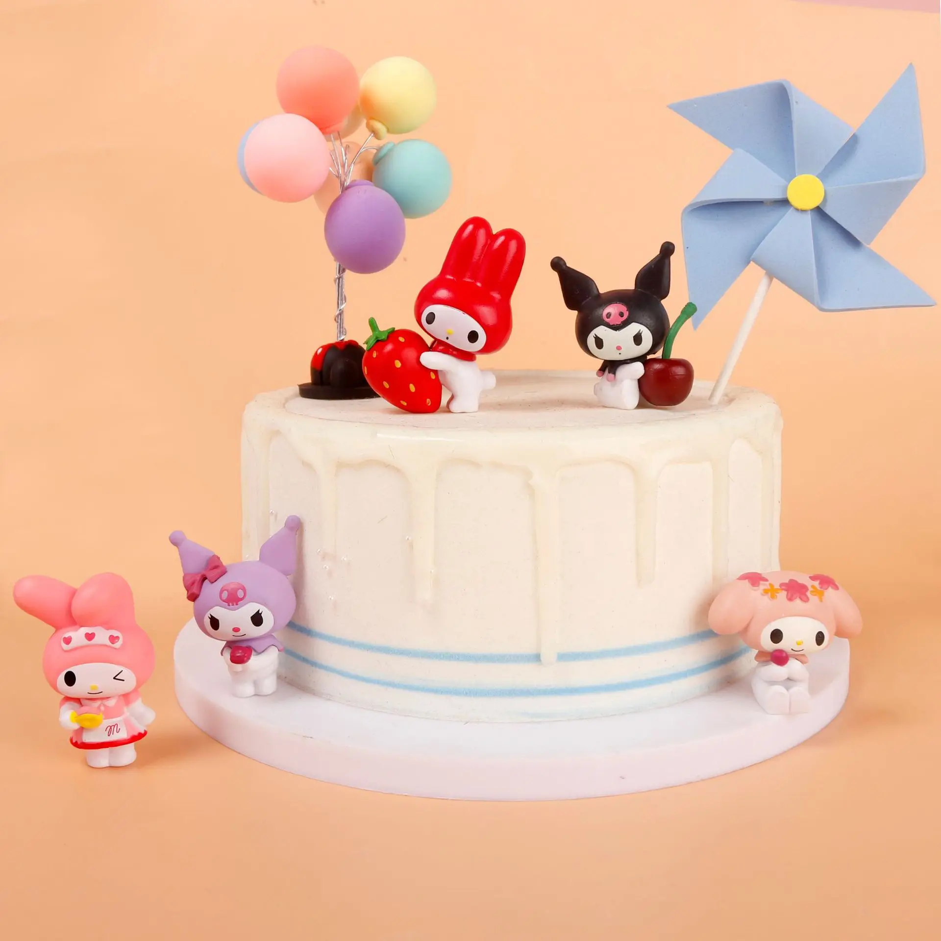 5pcs/set Sweet Dessert Cherry Kulomi Strawberry Cartoon Fruit Series Ornaments Exquisite Cake Decoration