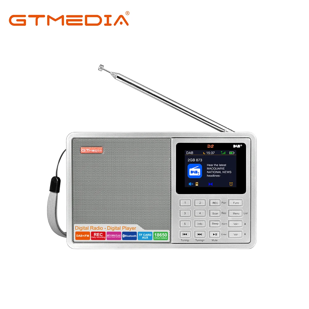 GTMEDIA D2 2.4 inch TFT-LCD color display Portable digital DAB+ Radio Receiver Support DAB+/FM RDS wavebands Radio