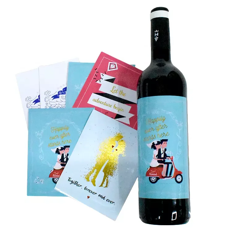 China Wholesale customizable hologram self-adhesive custom printing wedding wine bottles label stickers