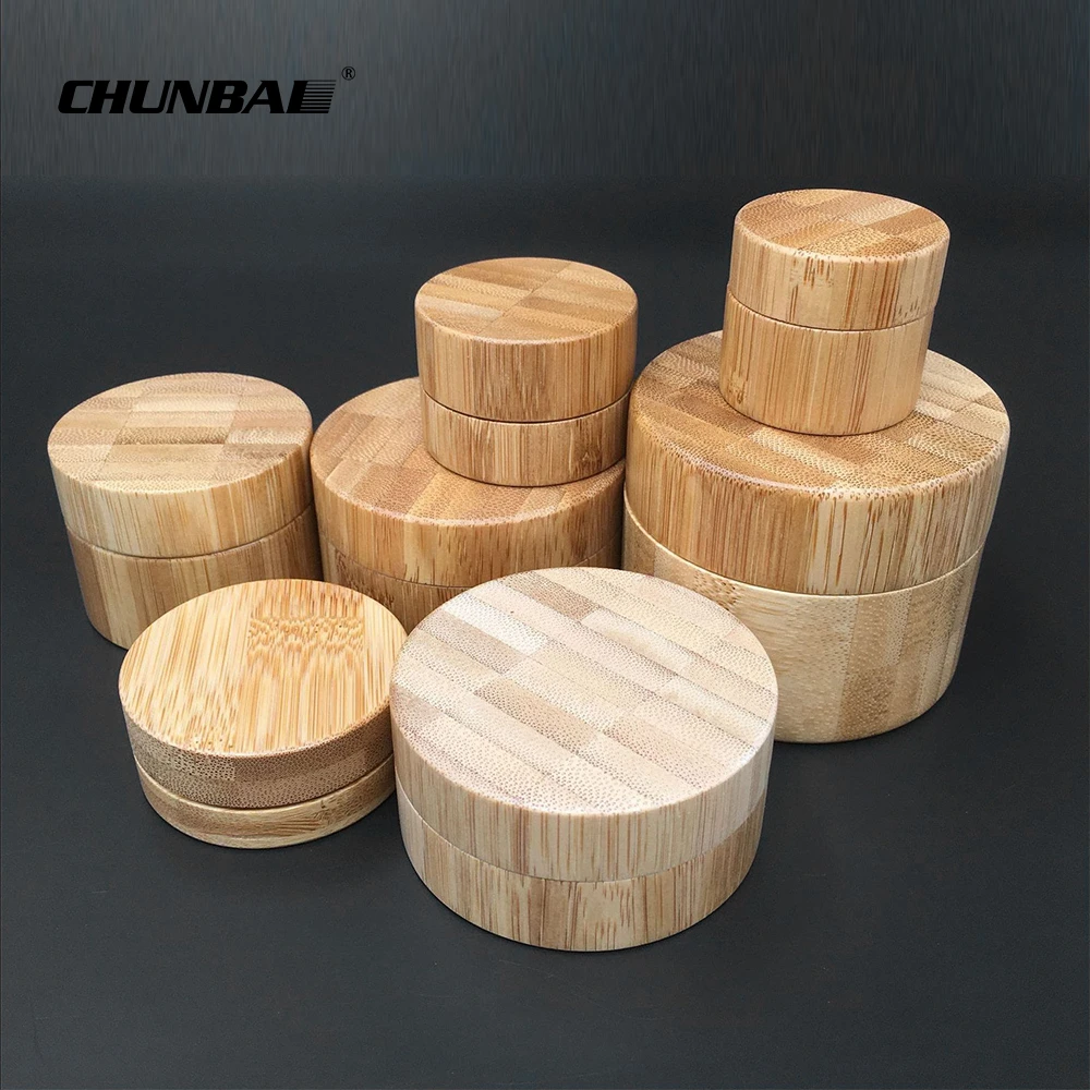 Wholesale customized bamboo cream jar 1oz 2oz 3oz 4oz 5oz 6oz spice jar bamboo
