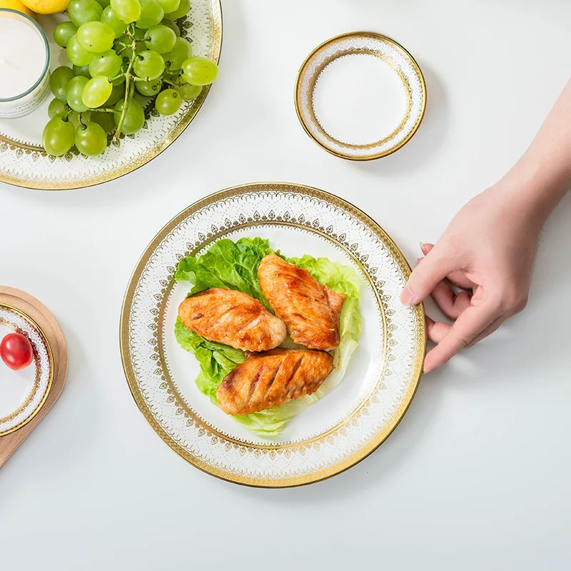 Household creative European ceramic tableware Phnom Penh rice bowl plate fine bone china dinnerware  set for wedding