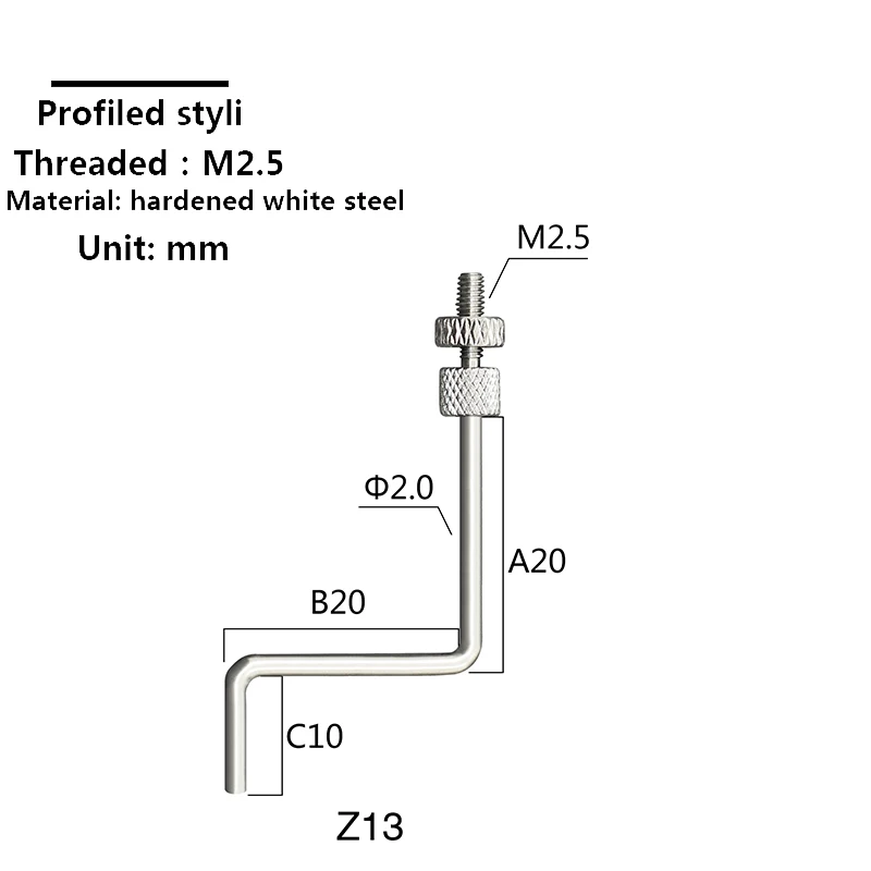 Dial indicator altimeter styli M2.5 universal shaped styli Hardened curved L type styli