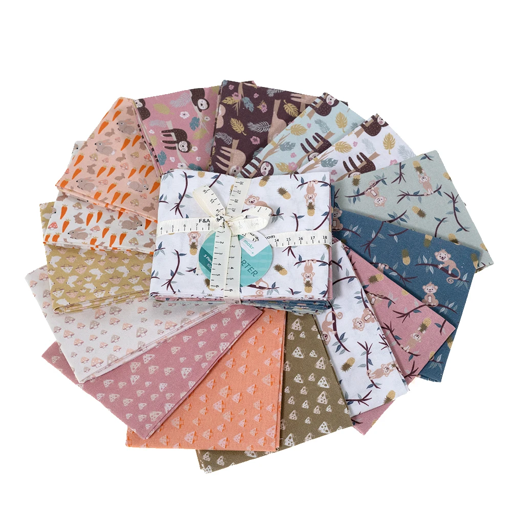 Wholesale organic baby cute cotton fabric Cartoon animal cotton printed fabric for baby sewing