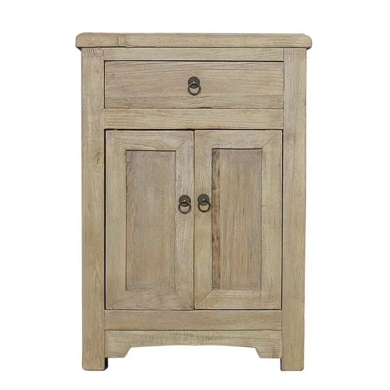 Antique reclaimed elm wooden bedside table nightstand