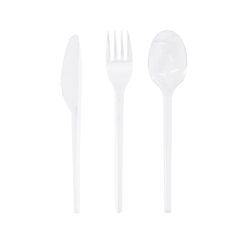 16 inch Plastic Cutlery Assorted Set Clear Durable and Sturdy forks Knives And Spoons  Plastic ware Bulk for Party Utensils