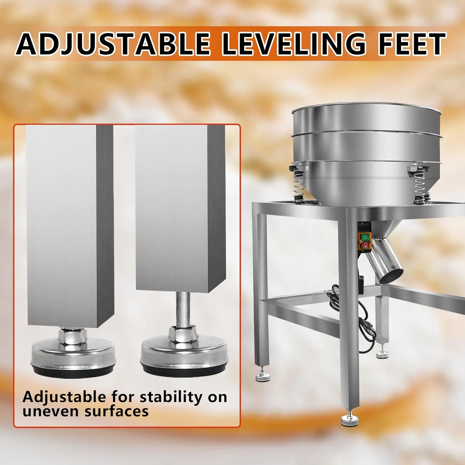 Small Portable Single Layer Circular Stainless Steel Vibrate Sieve Flour Filter Sifter Machine