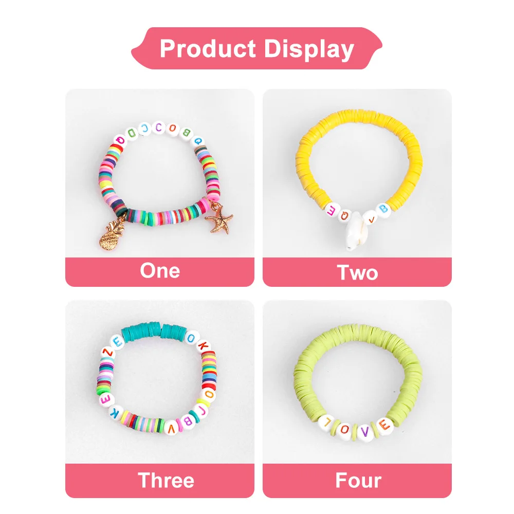 Custom  Flat Round Polymer Clay Beads Colorful Bracelets Necklace Earring Diy Polymer Clay Beads For Jewelry Making Kit