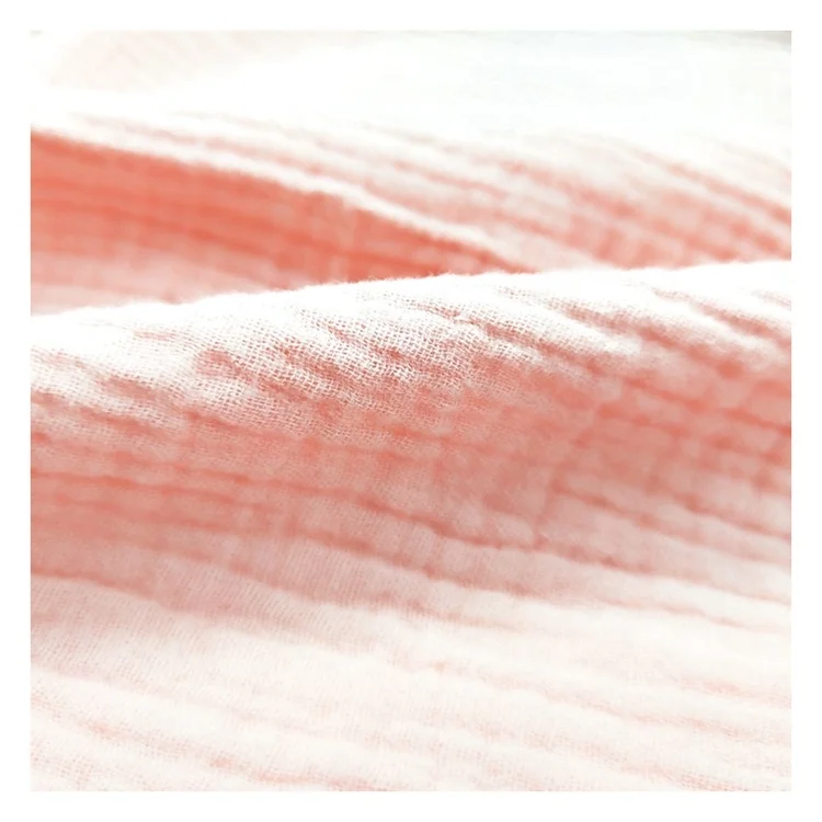 
High Quality Soft Breathable Organic 100% Cotton Woven Crepe Plain Dyed Gauze Muslin Fabric 