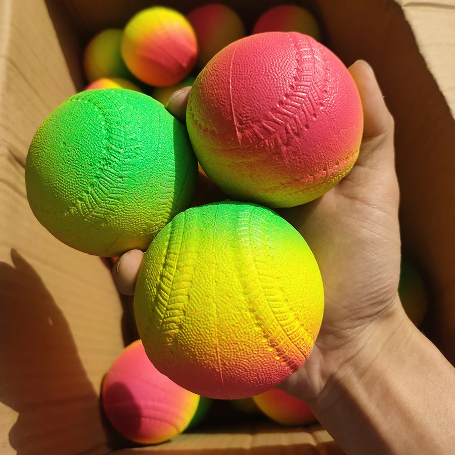 
Cheap promotional gift colorful printed Solid rubber tricolor ball bouncy ball 