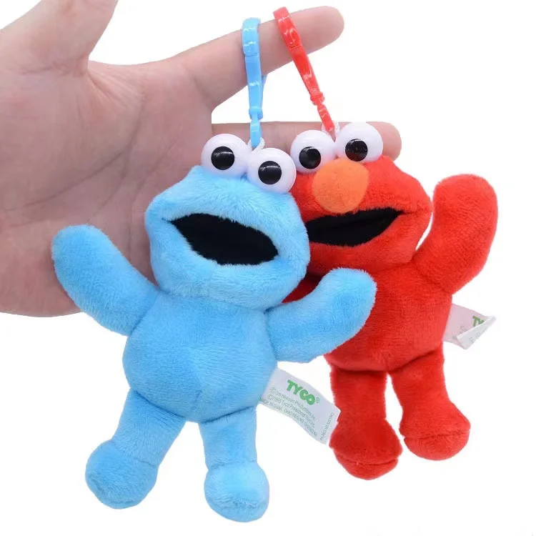 12cm Sesame Street Elmo Cookie Demon Kawaii Cute Plush Soft Stuffed Cartoon Toys Dolls Kids Gift Keychain Pendant Decoration