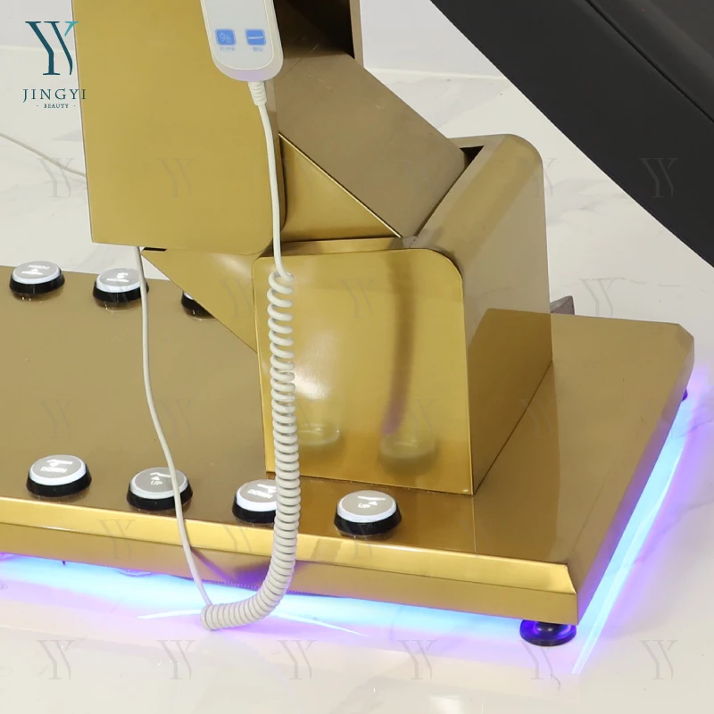 Luxury golden base electric facial spa therapy beauty bed massage lifting tables and beds reclining lash bed with foot control