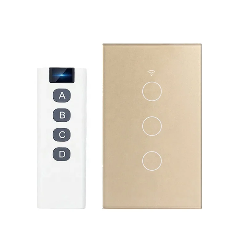 EU/UK/US Type Touch Glass Panel 3 Gang Smart Touch Switch WiFi with RF Remote Control Function Smart Touch Electrical Switches