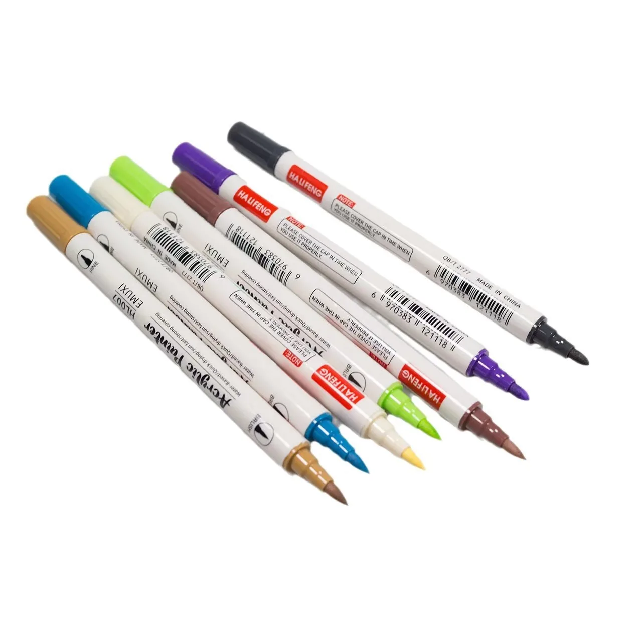 Dual Tip Acrylic Paint Marker Pens 24 Colors with Brush & Fine Tip for Rock Painting, Wood, Canvas, Stone, Glass, Ceramic