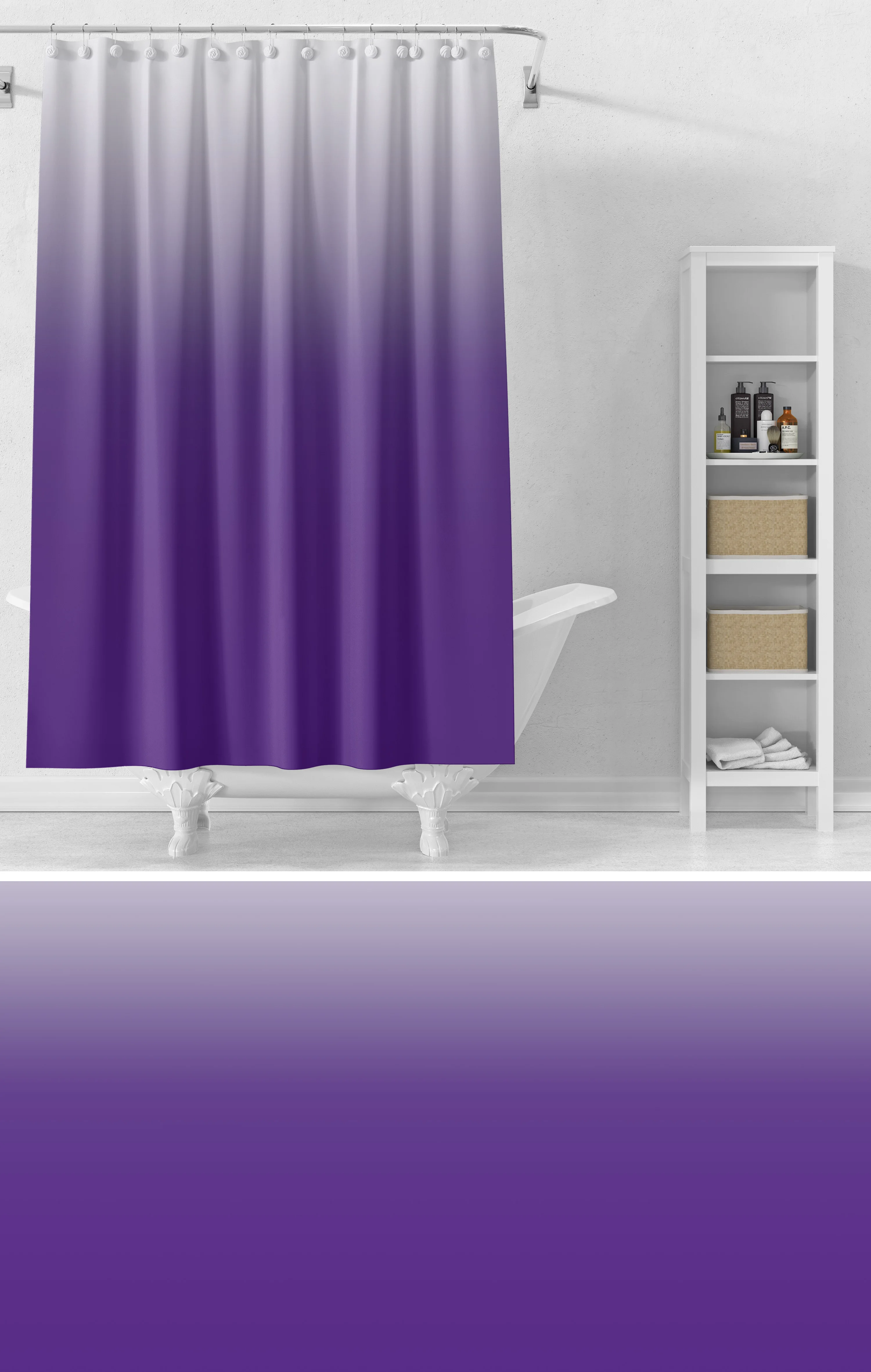 Customized Size Polyester solid Gradient shower curtain Waterproof fabric Shower Curtain Mixed color shower curtain