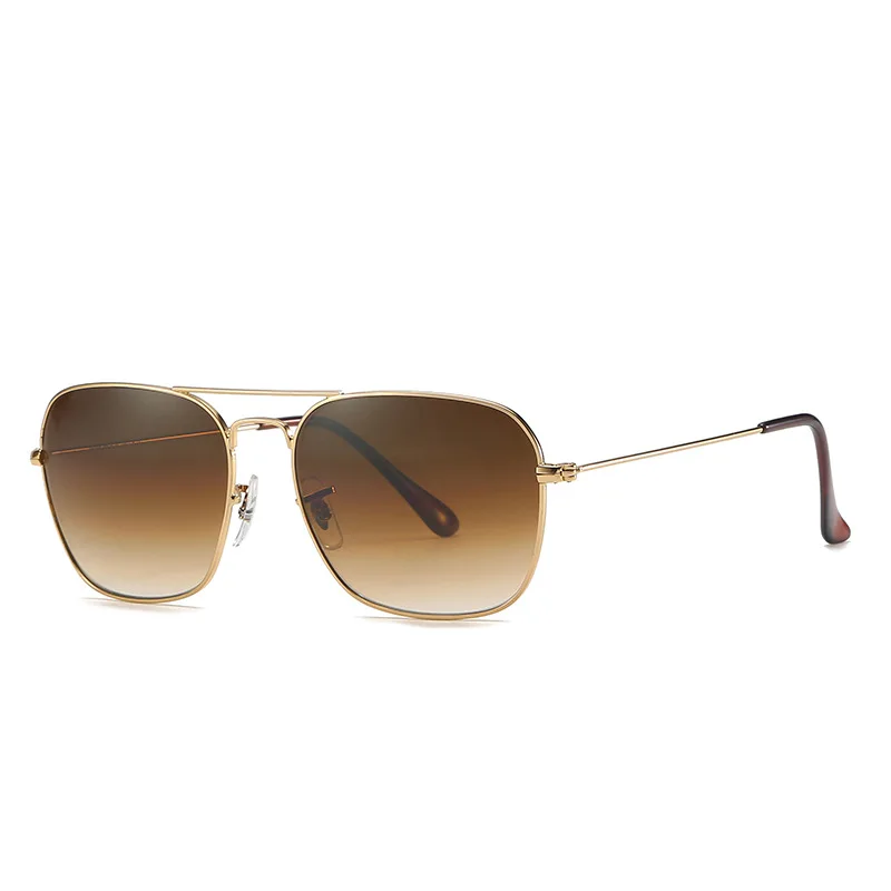 High Quality Classic Branded Metal Frame Glasses Material Gradient UV400 Lenses Vintage 3136 Square Men Sunglasses with Case
