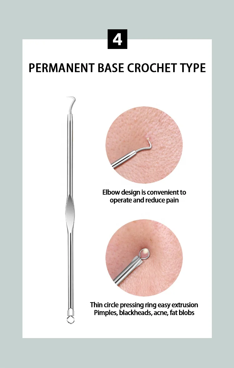 5pcs Acne Remover Tool Set Pimple Popper Tool Kit High Quality Skin Care Blackhead Extractor Tool for Face Pore Cleaner