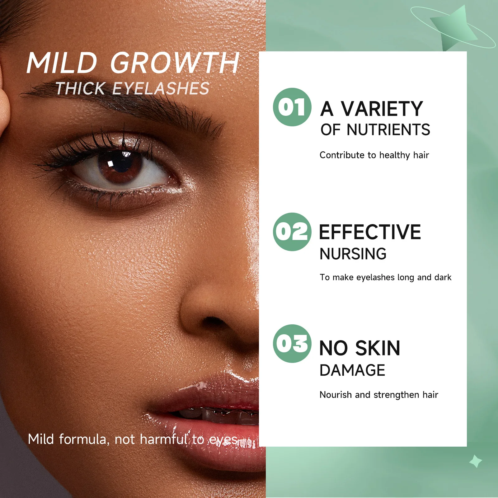 Eyelash growth Nutrient Mascara for Eyelash Lengthening Thickening Gentle Curling Natural Cream Formula for Long Black Eyebrows