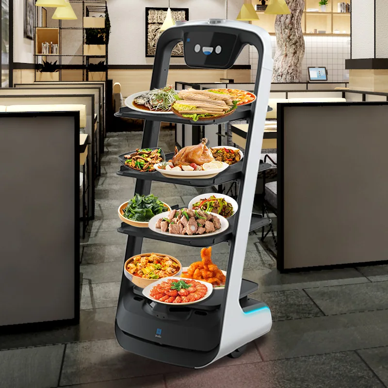 High quality automatic robot waiter delivery robot automatic driving hotel restaurant coffee shop intelligent service robot