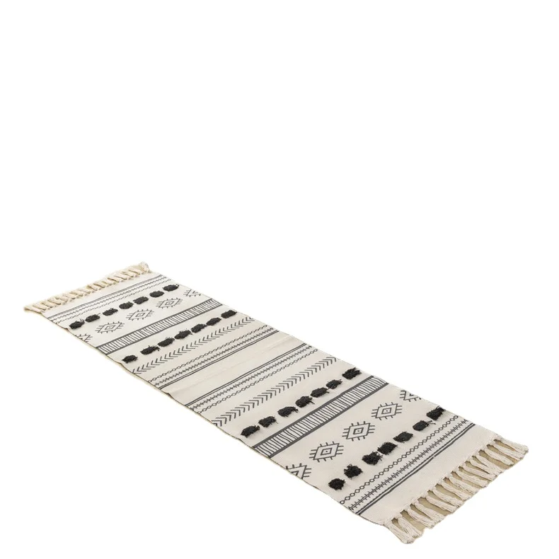 Cotton And Linen Woven Mat With Tassel High Quality Floor Mat Home Decorative Living Room Carpet