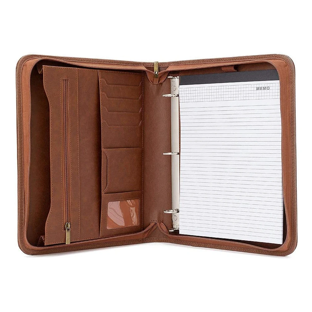 
Office Supplies A4 Organizer PU Folding Bag Faux Leather Binder File Folders Portfolio 