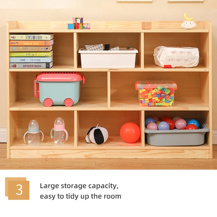 TOP Montessori Wooden Storage Kids Toy Cabinet Kindergarten Furniture Four-Tier Toy Shelf Organizer Storage Preschool Cabinets