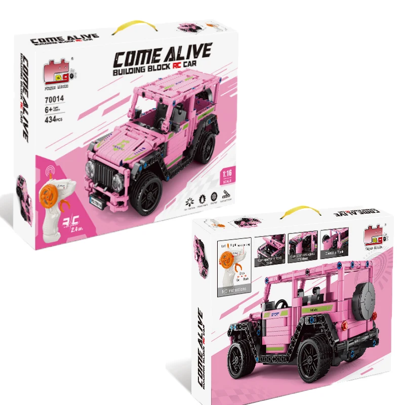 New Style Toy Kits Pink Color Block Sets Educational Assembling Rc Cars 3D Models Building Blocks Remote Control Car For Girls