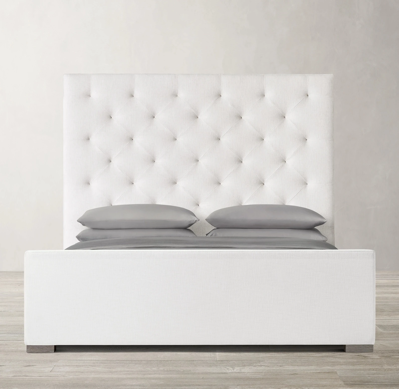 Nordic upholstered design furniture diamond tufted wingback footboard storage  platform bed frame