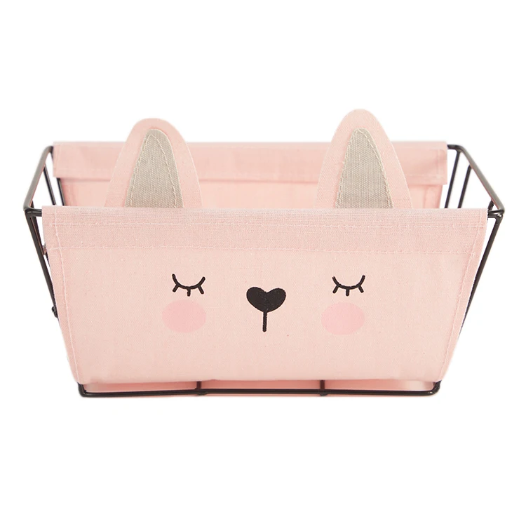 LATTLIV Metal Storage Basket Home Decor Waterproof Fabric Cover Large Capacity Sundries Storage Baskets for Organizing