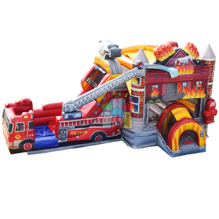 Outdoor jumping castle castillo inflable commercial combo jumpers fire truck inflatable bounce house water slide