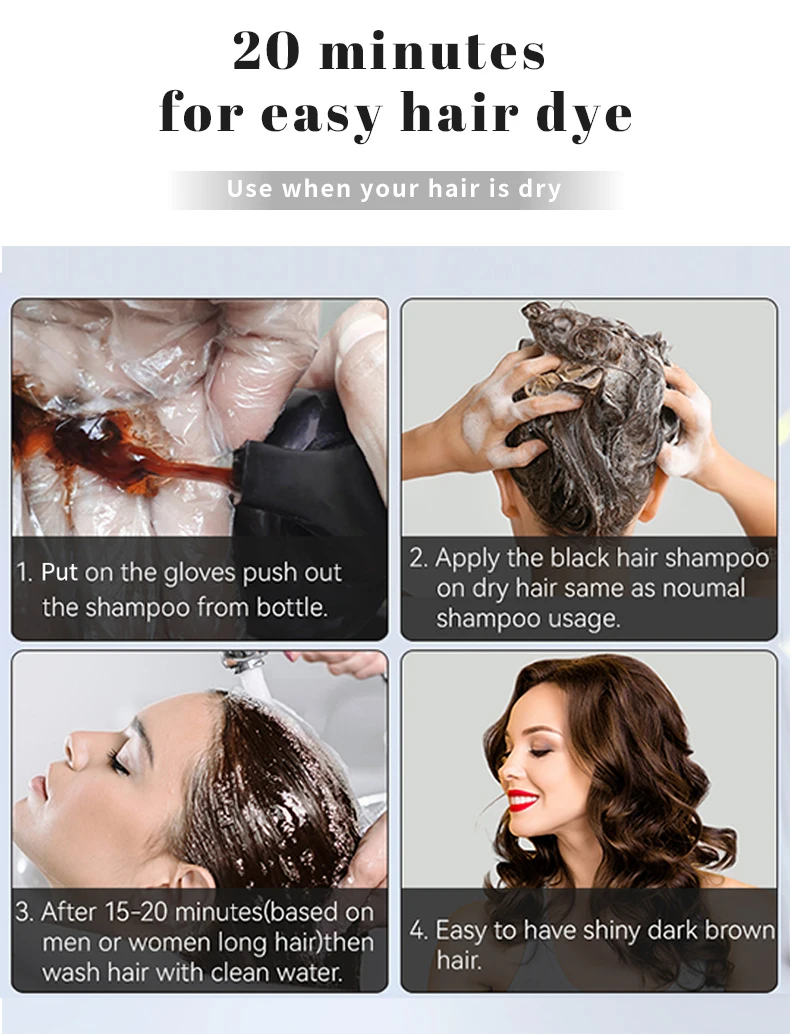 Custom Natural Black Chestnut Brown Wine Red Grape Purple Hair Color Change Shampoo Long Lasting Permanent Organic Hair Dye