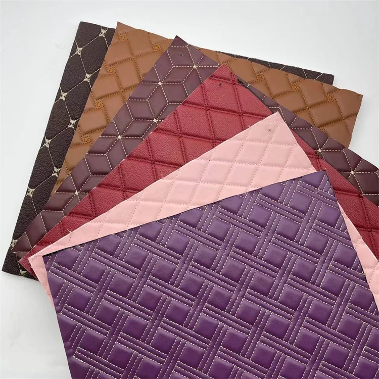 Embroidery quilted ECO Friendly Recycled PVC Faux Leather Fabric for Car Seat Cover
