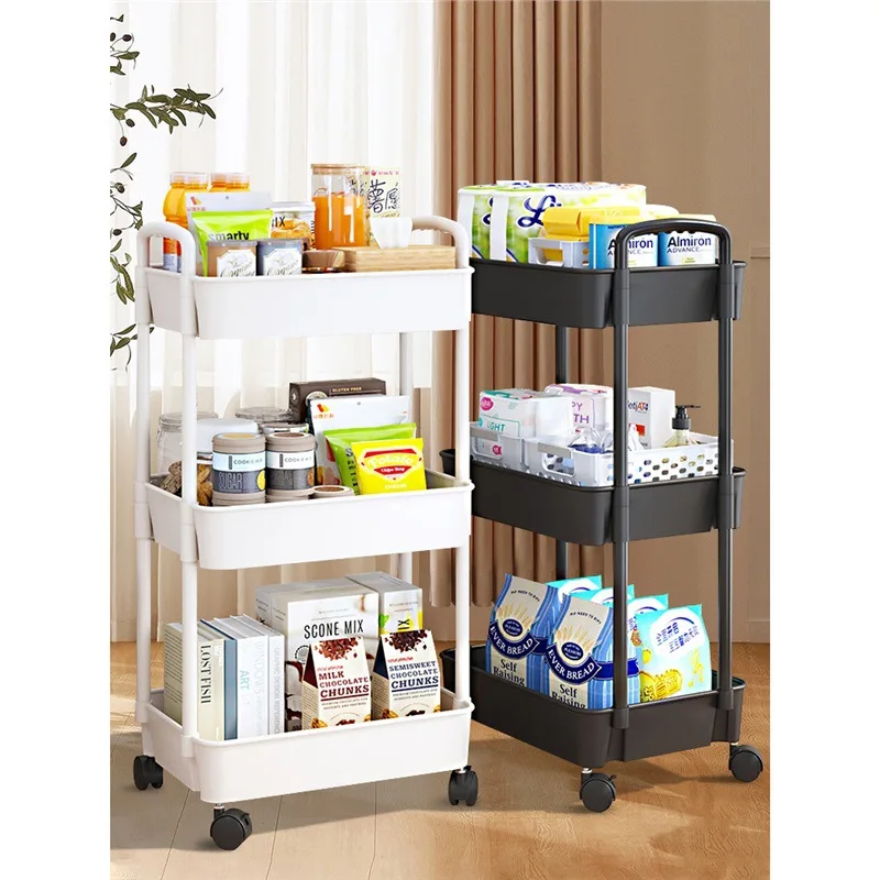 Undertable storage rack kitchen storage cabinet movable small cart simple wheeled snack storage