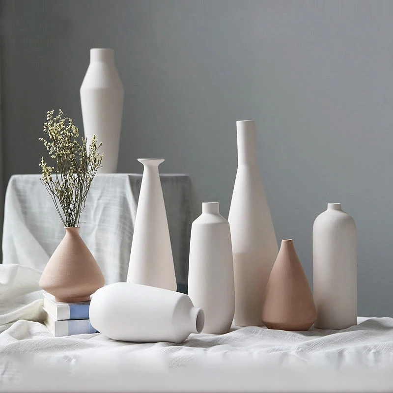 25 Patterns Wholesale Nordic Modern Matte Frosted White Pink Small Ceramic Vase