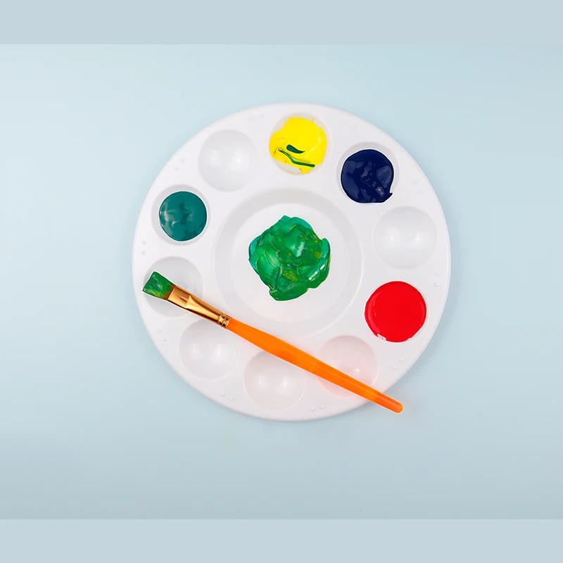 Huichuang Cheap Price Round Watercolor Palette Artist Paint Palette Kids Art Supplies Painting Tools Plastic Acrylic Palettes