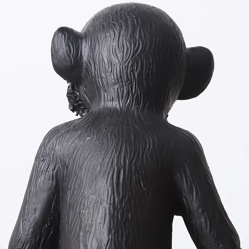 Redeco Brand New Stock Monkey Statue Grey Matte Monkey Ornament Resin Monkey Crafts For Gifts Home Decorations