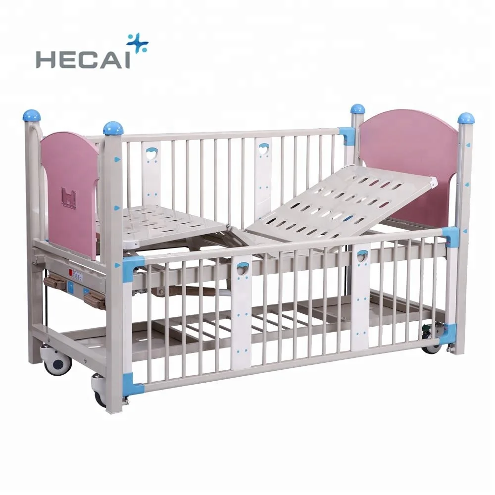 cheap one crank single function manual epoxy hospital children bed with protective side rail